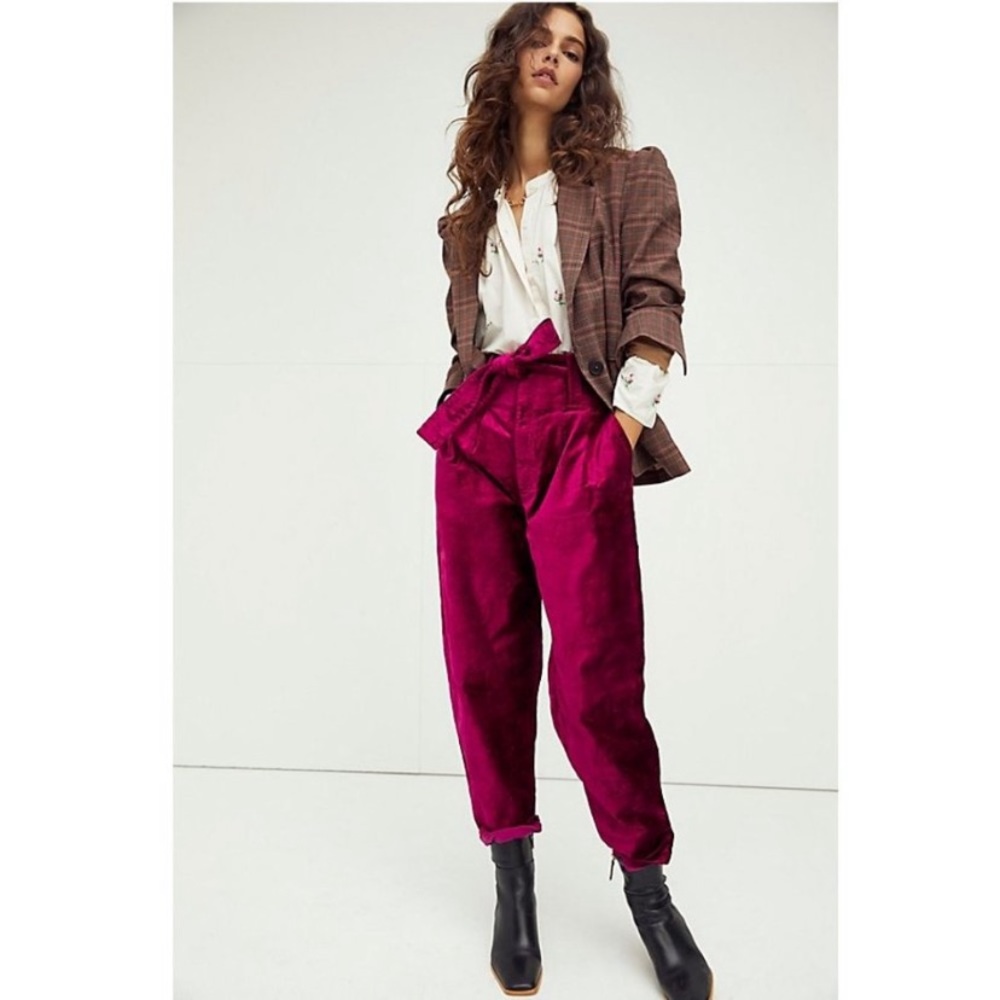 Free People Venus Velvet Pants in Pink